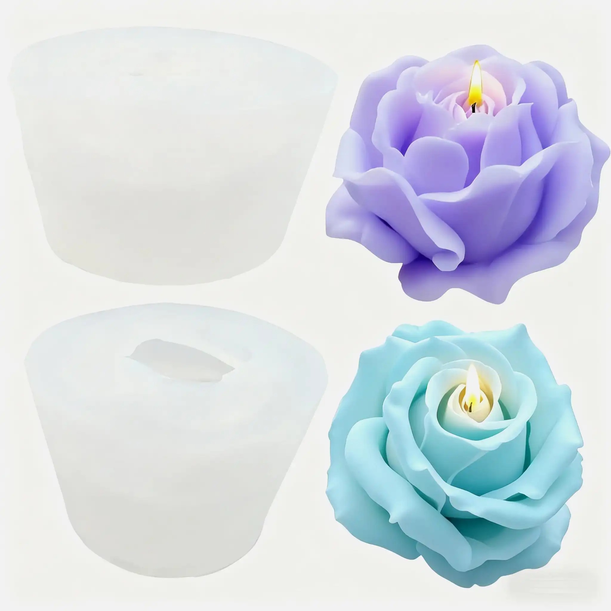 Candle Making Video - قطعتان من قوالب شموع السيليكون الوردية